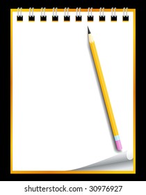 Paper notebook with pensil