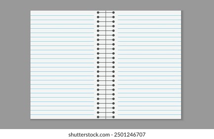 Notizbuch, zweiseitiges Notizbuch, Notizbuch, Notizbuchseiten, Vektorgrafik.