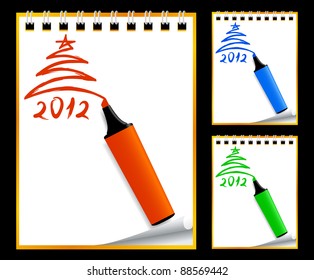 Paper notebooks. Christmas backgrounds in vector