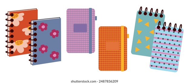 Paper notebooks, diaries, diaries for note taking. Planners, organizers and scrapbooks for plans, notes. Back to school