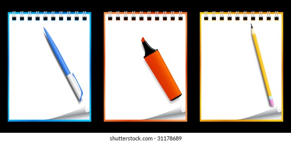Paper notebooks with stationery