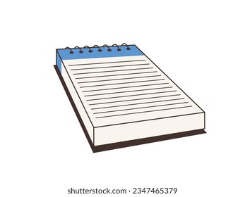 Paper notepad, diary in 90s isometric style. Memo sticky notes, notice, reminder. Organizer, planner