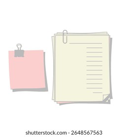 Paper Notes and Binder Clips Illustration