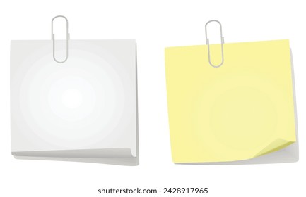 Paper notes with paper clip. vector