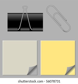 paper notes and clips, abstract vector art illustration
