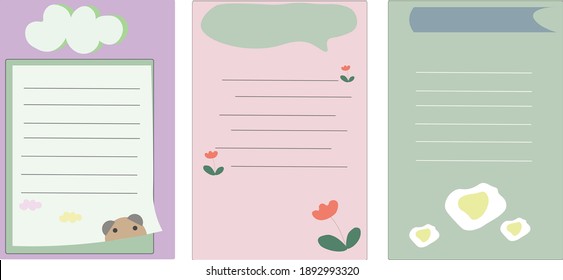 Paper notes, Diary card templates
Planner Collection cute, To do list. Printable Vector illustration.