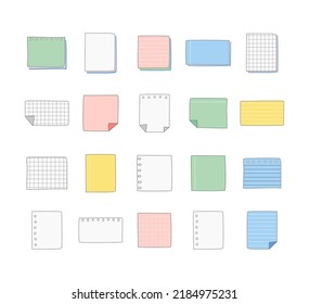 Paper notes, hand drawn notebook sheets