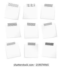 Paper notes with hipster pattern washi tape
