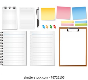 paper notes and memo stickers - vector illustration , all elements separated