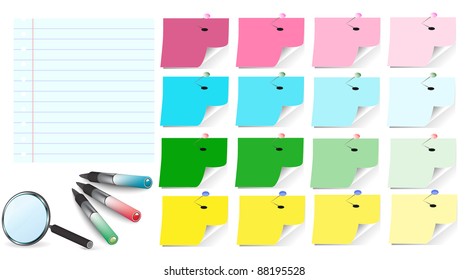 paper notes and memo stickers - vector illustration , all elements separated