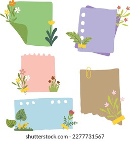 Notas de papel con decoración de flores mixtas