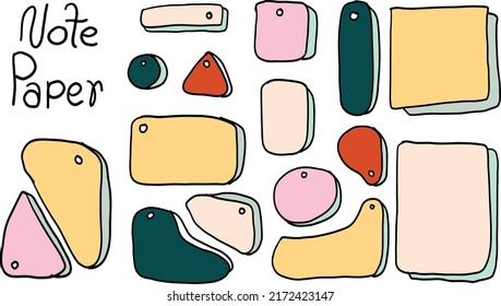 Paper notes on stickers with blank Paper for reminders, to do list, planner, schedule.Hand drawn Vector illustration. 