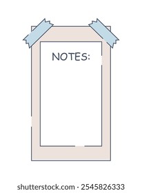 Paper notes outline. Memo and to do list. Time management and workflow. Blank notepad sheet. Planning and scheduling. Linear vector illustration isolated on white background