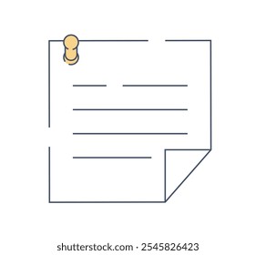 Paper notes outline. Memo and to do list. Office and school supplies and stationery. Time management and workflow. Blank notepad sheet. Linear vector illustration isolated on white background