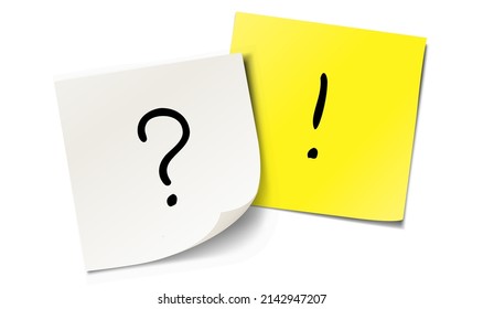 Paper notes with question mark and exclamation mark
