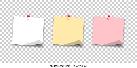 Paper notes secured with a button. Set stickers notes to the message.