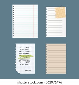 Paper notes sheet for message vector illustration.