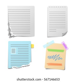 Paper notes sheet for message vector illustration.