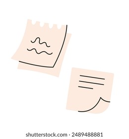 Paper notes. Paper sheets sticker. Vector illustration in flat style