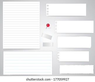 Paper notes and stickers. Illustration on white background
