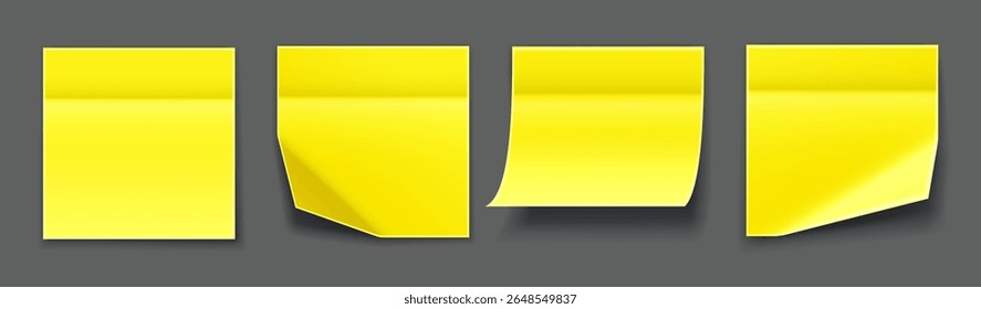 Paper notes, stickers. Memo messages, notepads and torn paper set vector