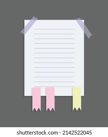 Paper notes stickers. Place for memo messages on paper sheets. Blank sticky place for to do list and office notice or information board