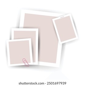 Paper notes stickers. Place for memo messages on paper sheets. Attached with sticky colorful tape on grey background isolated vector illustration