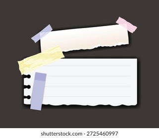 Paper notes stickers. Place for memo messages on paper sheets. Blank sticky place for to do list and office notice or information board