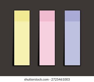 Pegatinas de notas de papel. Coloque los mensajes de memorándum en hojas de papel. Lugar pegajoso en blanco para hacer la lista y el aviso de la oficina o el tablero de información