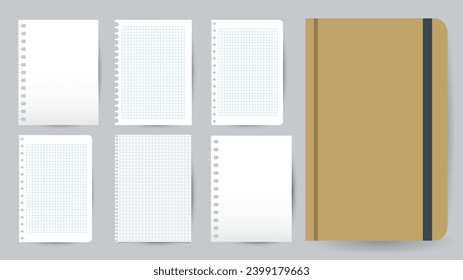 Paper and  notes, stickers, sticky sheets and tape Vector Set, on gray background, Notepaper meeting reminder, Flat Modern design , illustration Vector EPS 10 
