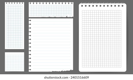 Paper and  notes, stickers, sticky sheets and tape Vector Set, on gray background, Notepaper meeting reminder, Flat Modern design , illustration Vector EPS 10 
