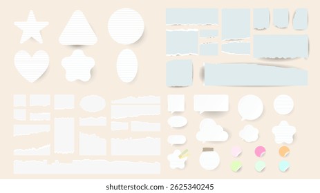 Papel e notas, adesivos, folhas adesivas e fita Vetor Set, no fundo, lembrete de reunião de papel de notas, design moderno plano, ilustração Vetor EPS 10 
