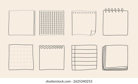 Papel e notas, adesivos, folhas adesivas e fita Vetor Set, no fundo, lembrete de reunião de papel de notas, design moderno plano, ilustração Vetor EPS 10 
