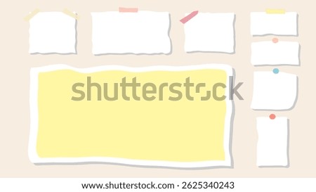 Paper and  notes, stickers, sticky sheets and tape Vector Set, on background, Notepaper meeting reminder, Flat Modern design , illustration Vector EPS 10 
