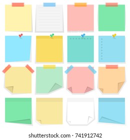 Paper notes and stickers. Vector illustration.