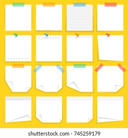 Paper notes and stickers. Vector illustration.