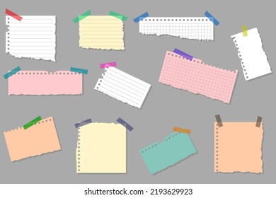 Notas de papel con ilustraciones de vectores de colección de cintas pegajosas