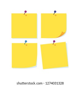 paper notes with various colours needle, yellow sheets of papers ready to use