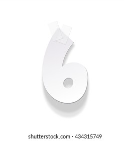 The paper number fixed by an adhesive tape. Vector paper alphabet