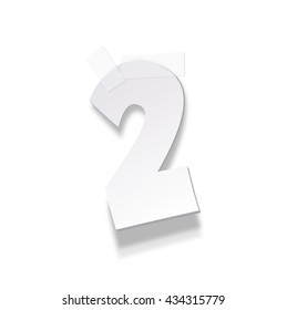 The paper number fixed by an adhesive tape. Vector paper alphabet