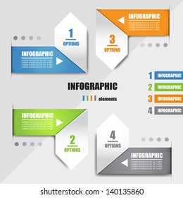 Paper Numbered Banners And Arrows Set - Isolated On Gray Background - Vector Illustration, Graphic Design Editable For Your Design. Modern Design Template Useful For Infographics