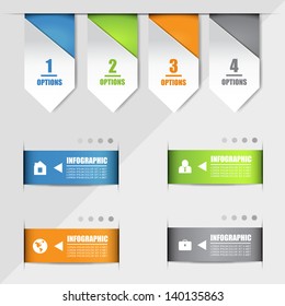 Paper Numbered Banners And Arrows Set - Isolated On Gray Background - Vector Illustration, Graphic Design Editable For Your Design. Modern Design Template Useful For Infographics And Logo Symbols 