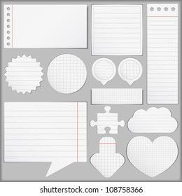 Paper objects set, vector eps10 illustration