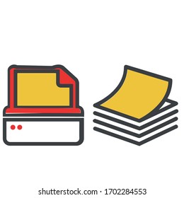 paper office icon vector printing technique printer
