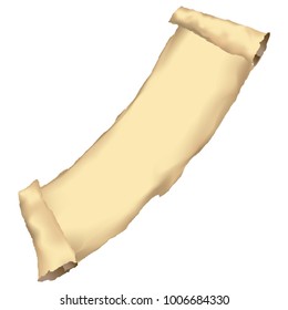 Paper old scroll or ancient parchment. Old document or manuscript background, empty sheet, papyrus illustration. 