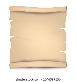 Paper - old, torn, unfolded twisted roll - isolated on a white background - art, vector. Element for design.