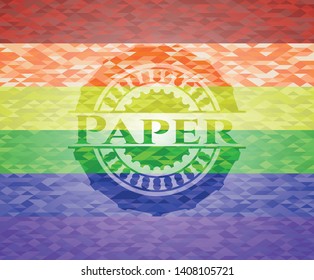 Paper on mosaic background with the colors of the LGBT flag