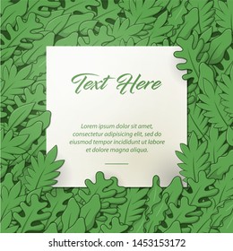 Paper on a pile of leaves - frame vector template -