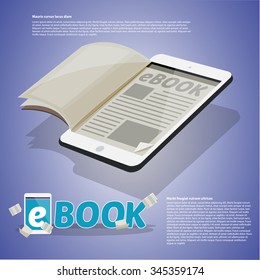 Paper on tablet, Ebook concept. typographic design - vector illustration