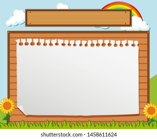 Paper on wood template in nature illustration